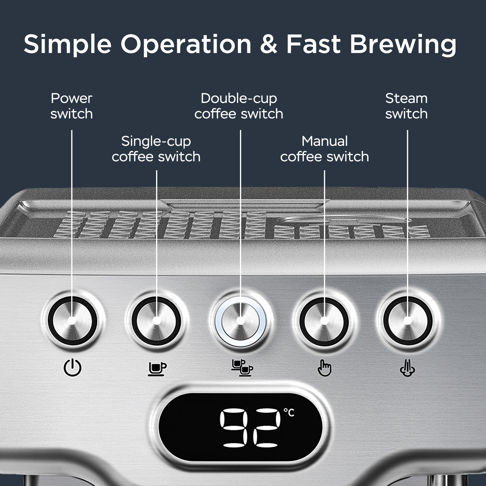 Geek Chef Espresso Machine, 20 Bar Espresso Machine With Milk Frother For Latte, Cappuccino, Macchiato, For Home Espresso Maker, 1.8L Water Tank, Stainless Steel, Ban On Amazon - Image 6